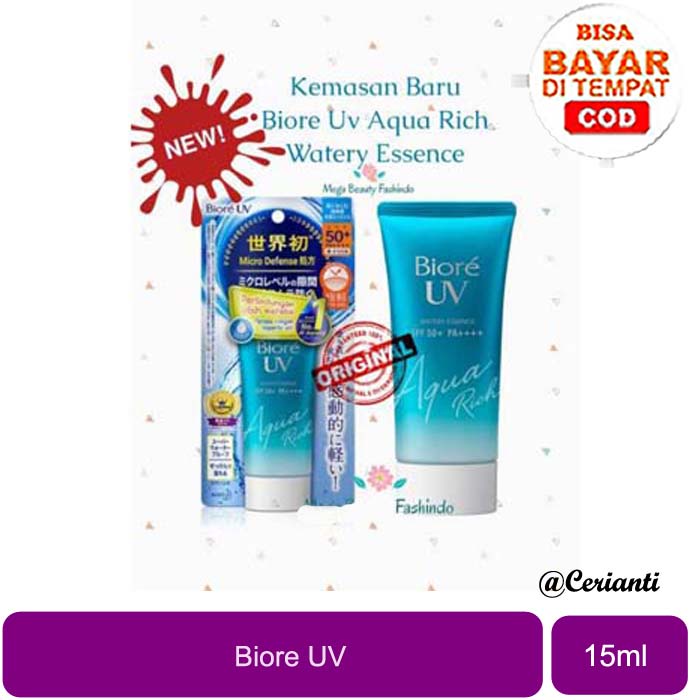 Tabir Surya Biore Uv Aqua Rich Watery Essence Spf 50+ Pa++++ 15 Gr /Sunblock/Sunscreen