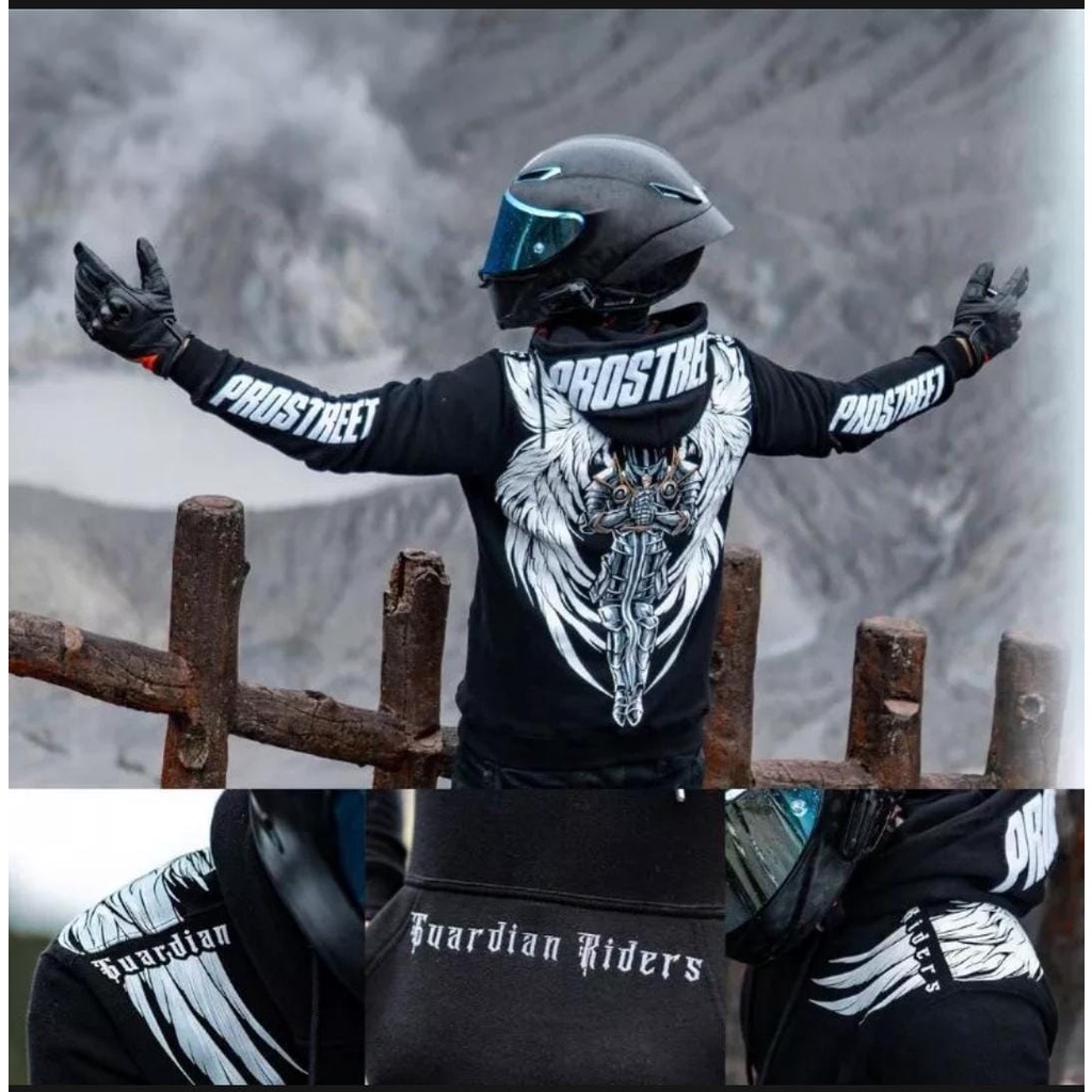 Jaket Sweater Hoodie GUARDIAN RIDERS PROSTREET Premium Bahan Tebal Motip Pulprint Unisex