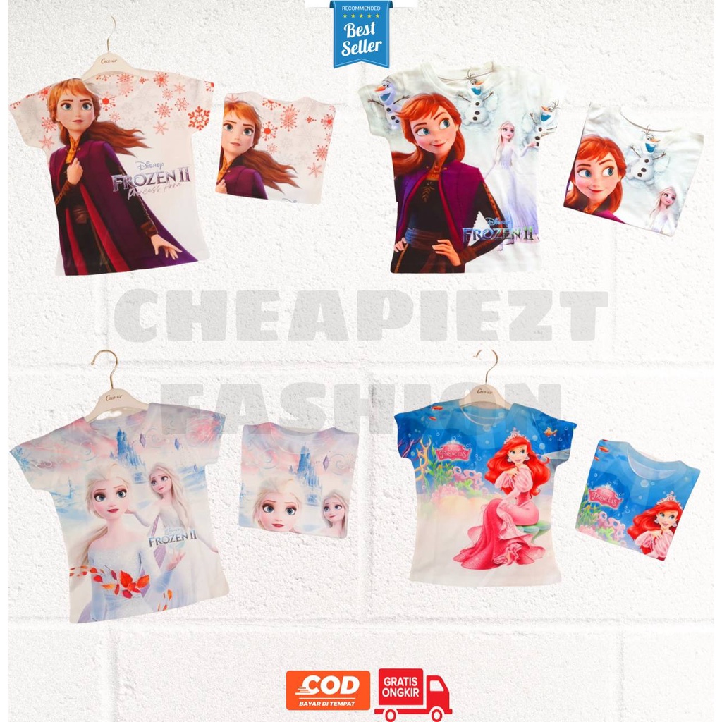 Baju Atasan Kaos Anak Import Thailand - Coco Ice motif FROZEN / Princess usia 2 s/d 9 tahun