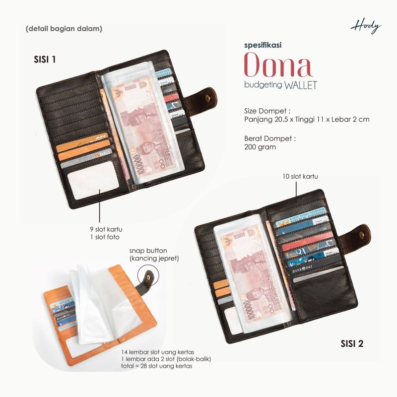 Dona Wallet Dompet Wanita Budgeting Synthetic Leather by HODY