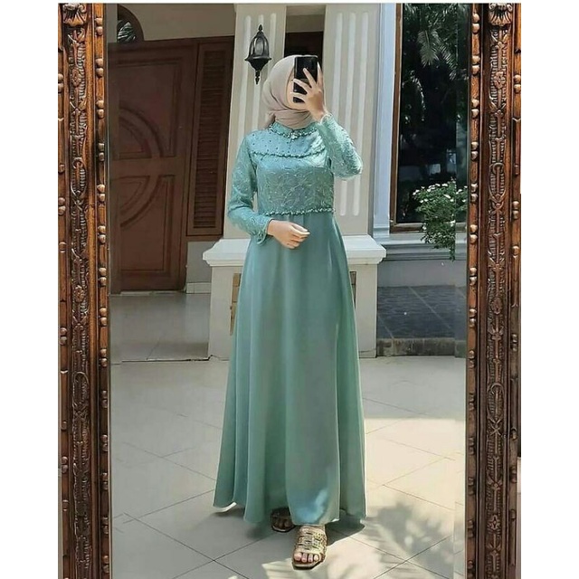 Tiara Dress - Dress Kondangan-Dress Wanita-BajubKondangan -Dress mix Brukat Realpic