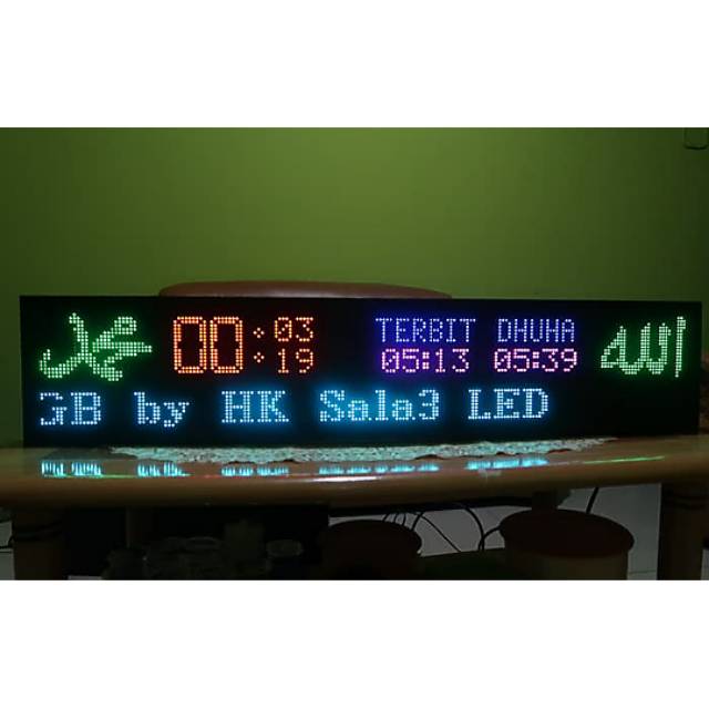 Jadwal sholat running RGB full color 20x100cm wifi Android