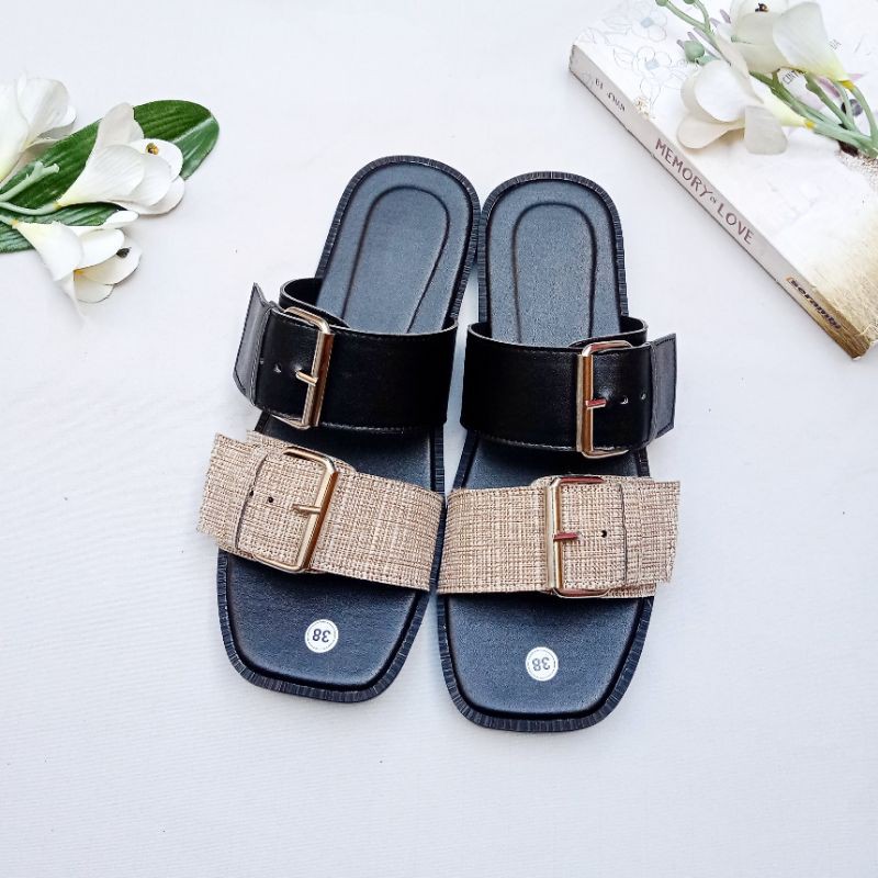 SANDAL FLATS GONI GESPER KOMBINASI