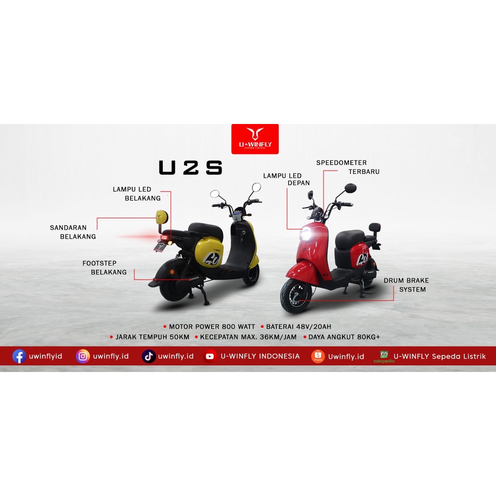Sepeda Listrik Uwinfly U2s (U2 S) 800watt 20ah Terbaru 2022