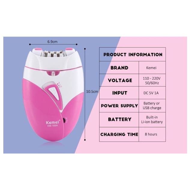 Kemei km 189A Mesin Epilator Pencukur Bulu Rambut Elektrik