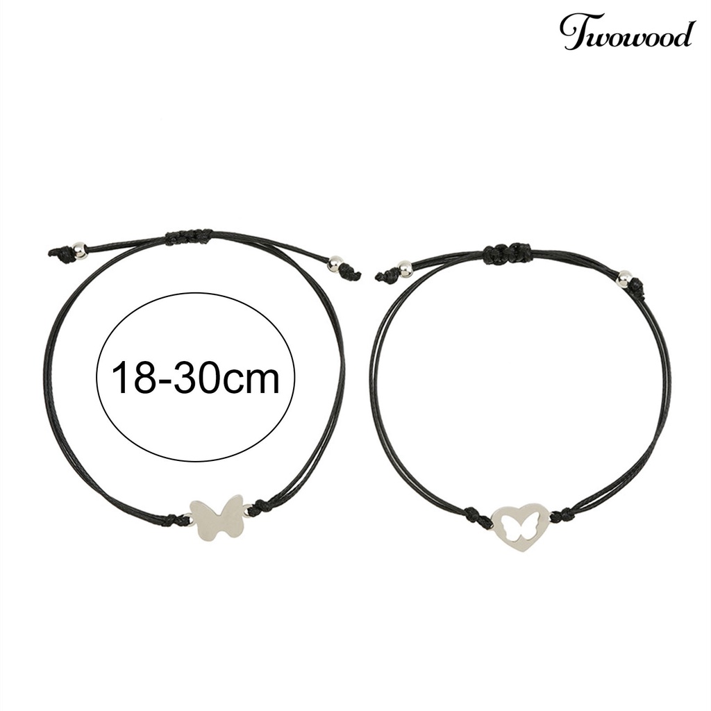 2pcs Gelang Bentuk Butterfly Bahan Alloy Anti Karat Untuk Wanita