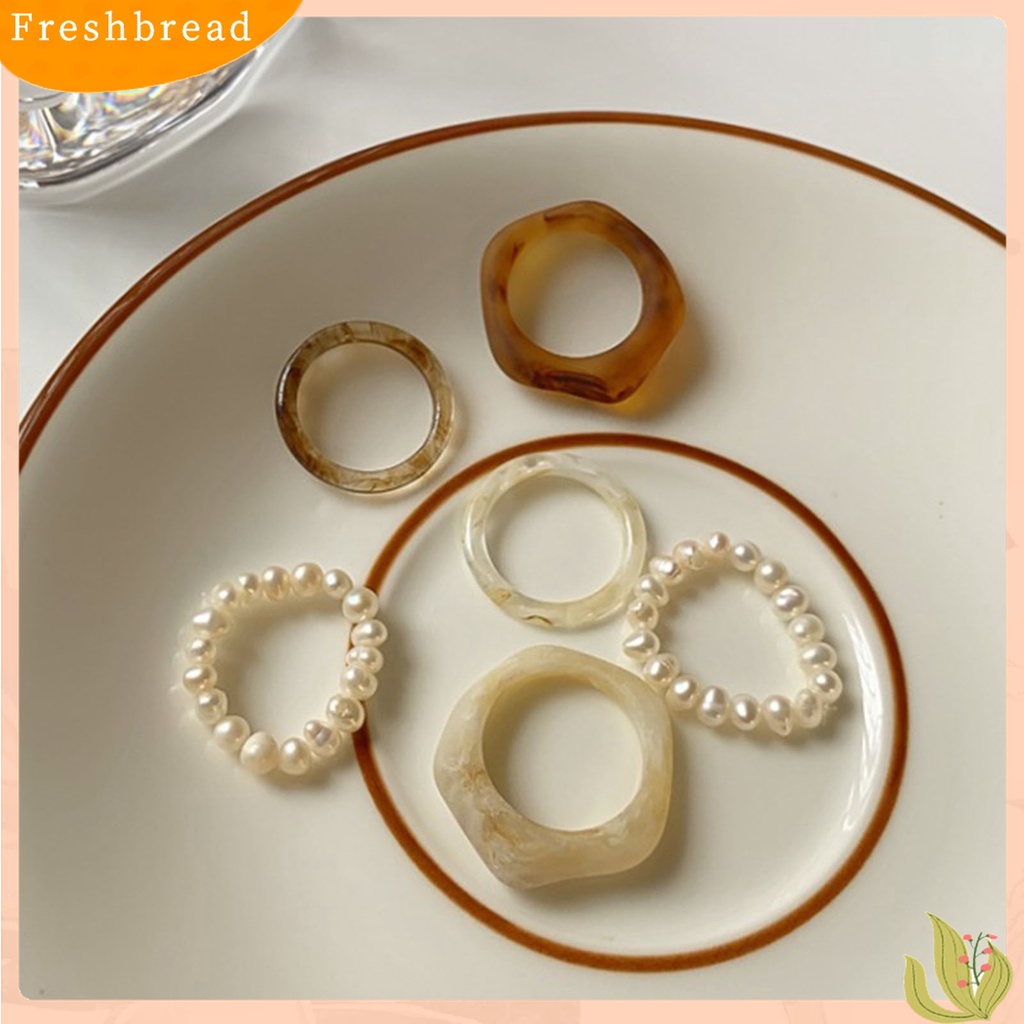 Terlaris 3Pcs/Set Finger Rings Different Styles All-match Simple Skin-friendly Transparent Faux Pearls Women Rings for Date