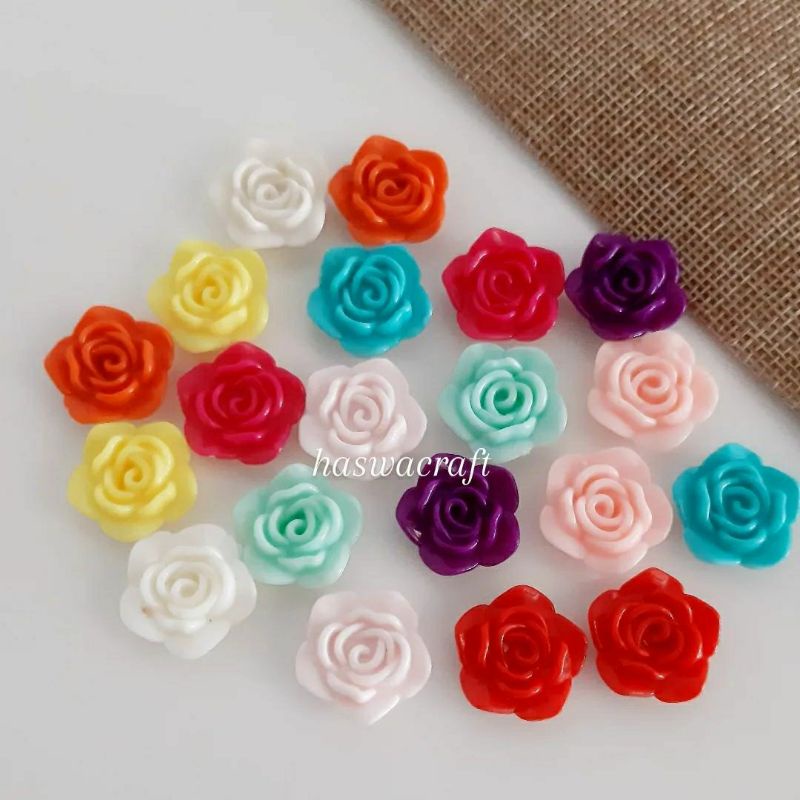 Mote Mawar Resin Bunga Mawar