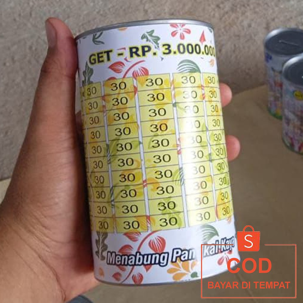 ✅COD Celengan Tabungan Challenge Tantangan Menabung Target Viral Kaleng Custom Unik Buka Tutup Murah-3 JUTA (30K)