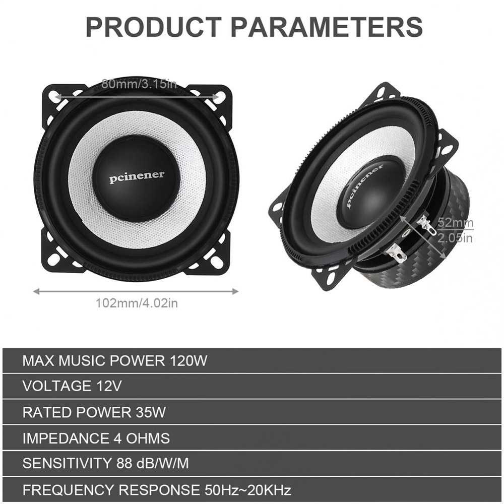 Pcinener Speaker Mobil HiFi 4 Inch 120W 2 PCS - TS-450