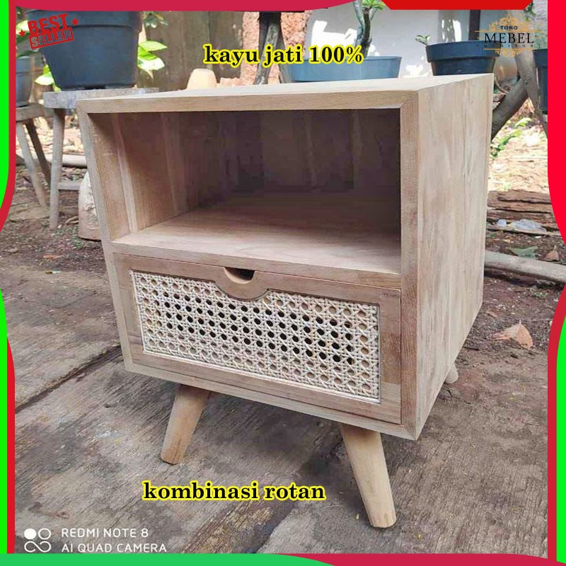 Nakas Retro Rotan Jati Minimalis Mentahan mebel jepara