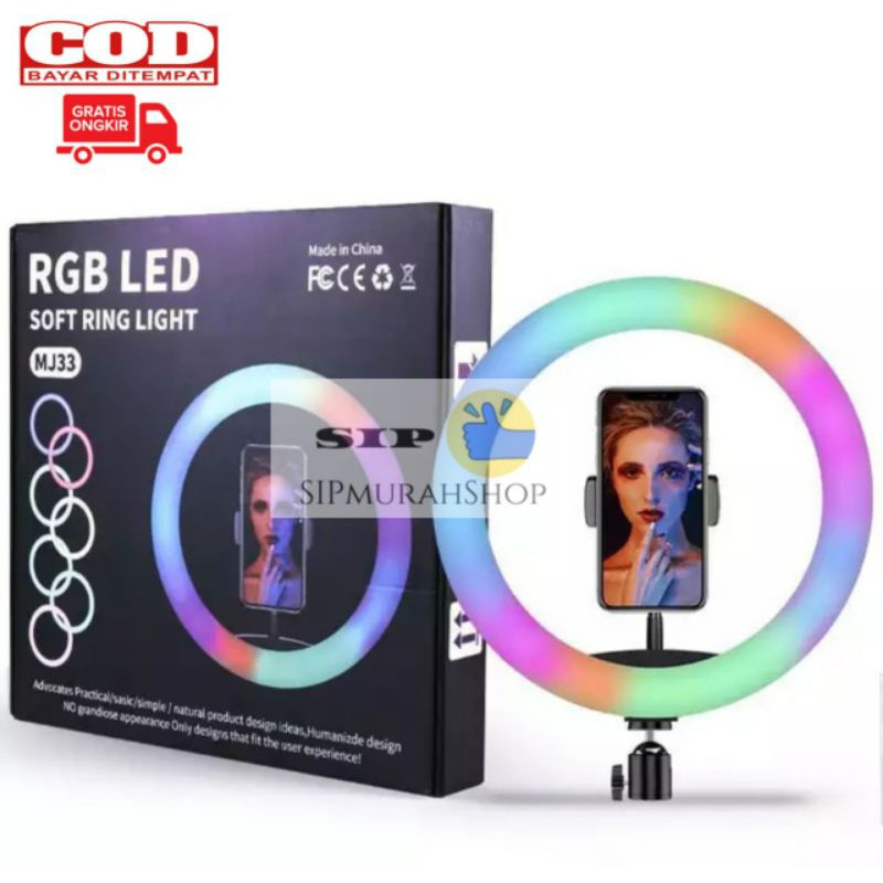 Lampu Selfie Ring Light RGB Rainbow 26CM / LAMPU MAKE UP MULTIFUNGSI WARNA-WARNI RNG 26CM