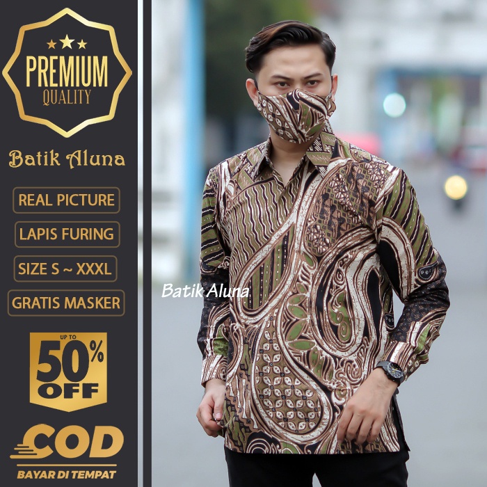 BATIK PRIA LENGAN PANJANG MEWAH PREMIUM ALUNA PRABUSENO SHANGHAI KERIS KEMEJA BATIK ACARA NIKAHAN KE