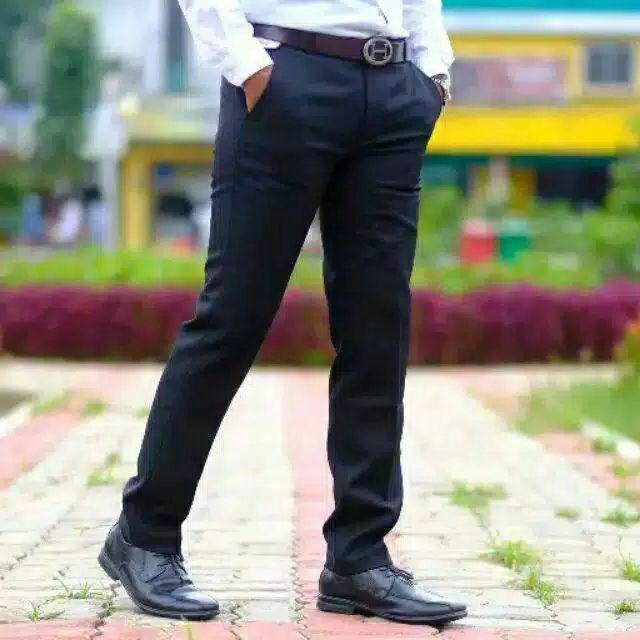 CELANA KANTOR | KERJA | FORMAL | BAHAN | PANJANG | HITAM PRIA SLIMFIT | MURAH