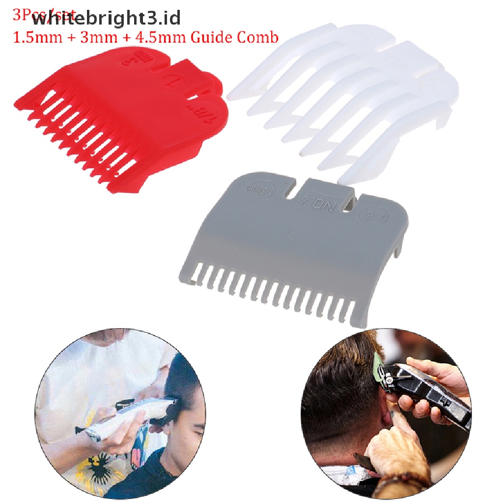 {whitebright3.id} 3pcs Hair Clipper Limit Sisir Panduan Pemotongan Alat Pangkas Rambut Pengganti Barber,