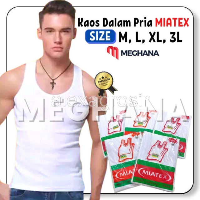 alexagrosir - Singlet Pria || Kaos Dalam Pria Miatex PUTIH Size M L XL 3L