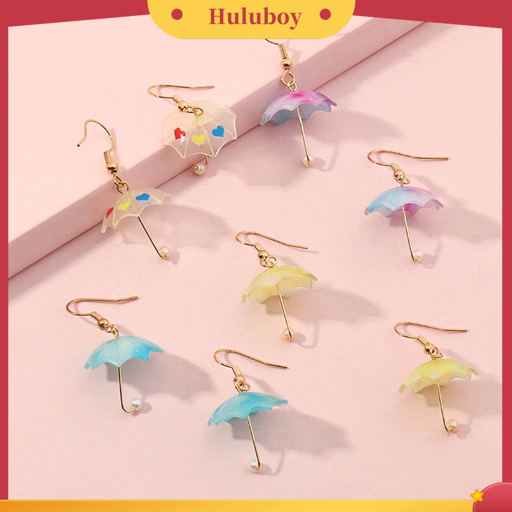 Hu Hu Hu Hu Hu Alat Bantu Pasang Kacamata♡ 1 Pasang Anting Kait Gantung Wanita Desain Payung Warna Kontras Ringan Untuk Pernikahan