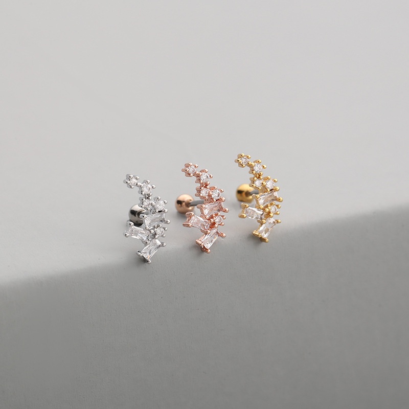 1 Pcs Fashion Stainless Steel Zircon Simple Style Piercing Earrings for Girlfriend Valentine's Day Present