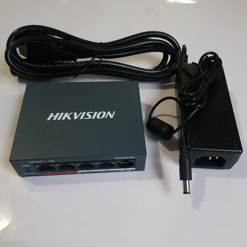 SWITCH POE HIKVISION DS-3E0105P E/M ( 1 + 4 port POE) RESMI HIKVISION