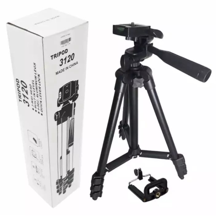 Tripod-Tongsis BLACK EDITION 3120 Tinggi 1METER - Tripod Untuk Hp dan Kamera Universal + Free Holder U+Tas-Tripod Universal All Smartphone