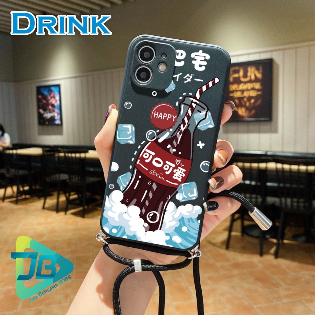 SOFTCASE SILIKON SLINGCASE TALI LANYARD STRAP PHONE MACARON PELINDUNG KAMERA DRINK OPPO VIVO SAMSUNG XIAOMI REALME IPHONE ALL TYPE JB5498