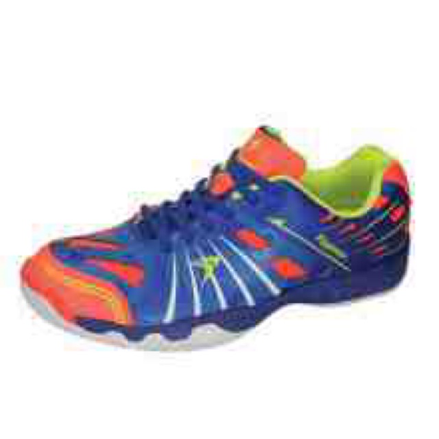 FLYPOWER FP WHITE CONTROL SEPATU BADMINTON - BLUE ORANGE CITRUS