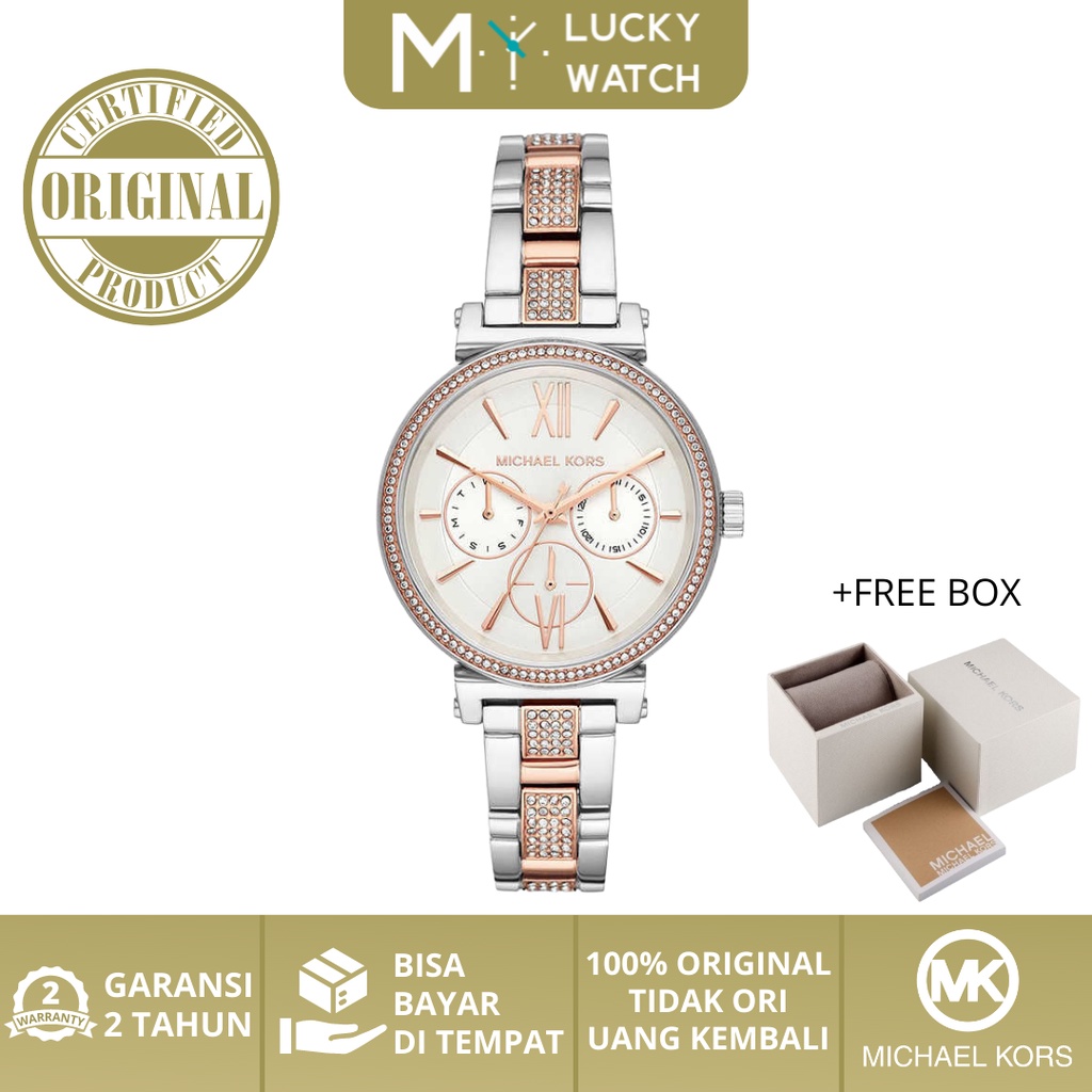[ Original - Garansi 2 Thn ] Jam Tangan Wanita MK4353 Sofie Series Stainless Steel and Diamond Strap