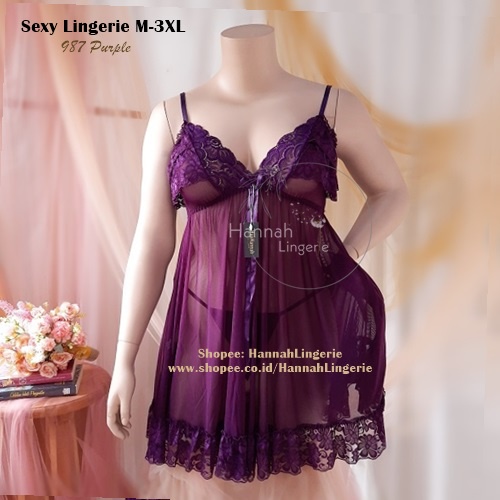 Premium LIngerie M L XL XXL Baju Tidur Transparan Seksi Cantik Hot Ukuran Besar Jumbo Bigsize MR 987