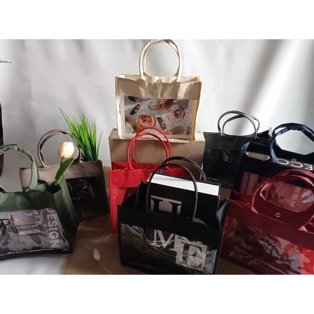 Tote Bag Tas kosmetik Mika Transparan Wanita Korea 25×12×22