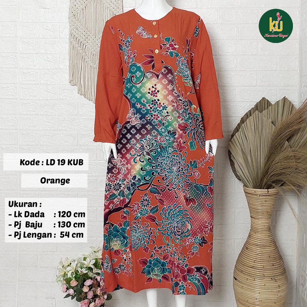 COD LD 20 KUB | DASTER PANJANG KENCANA UNGU ASLI LABEL BIRU | LongDress Wanita Lengan Panjang Busui ini-Orange A