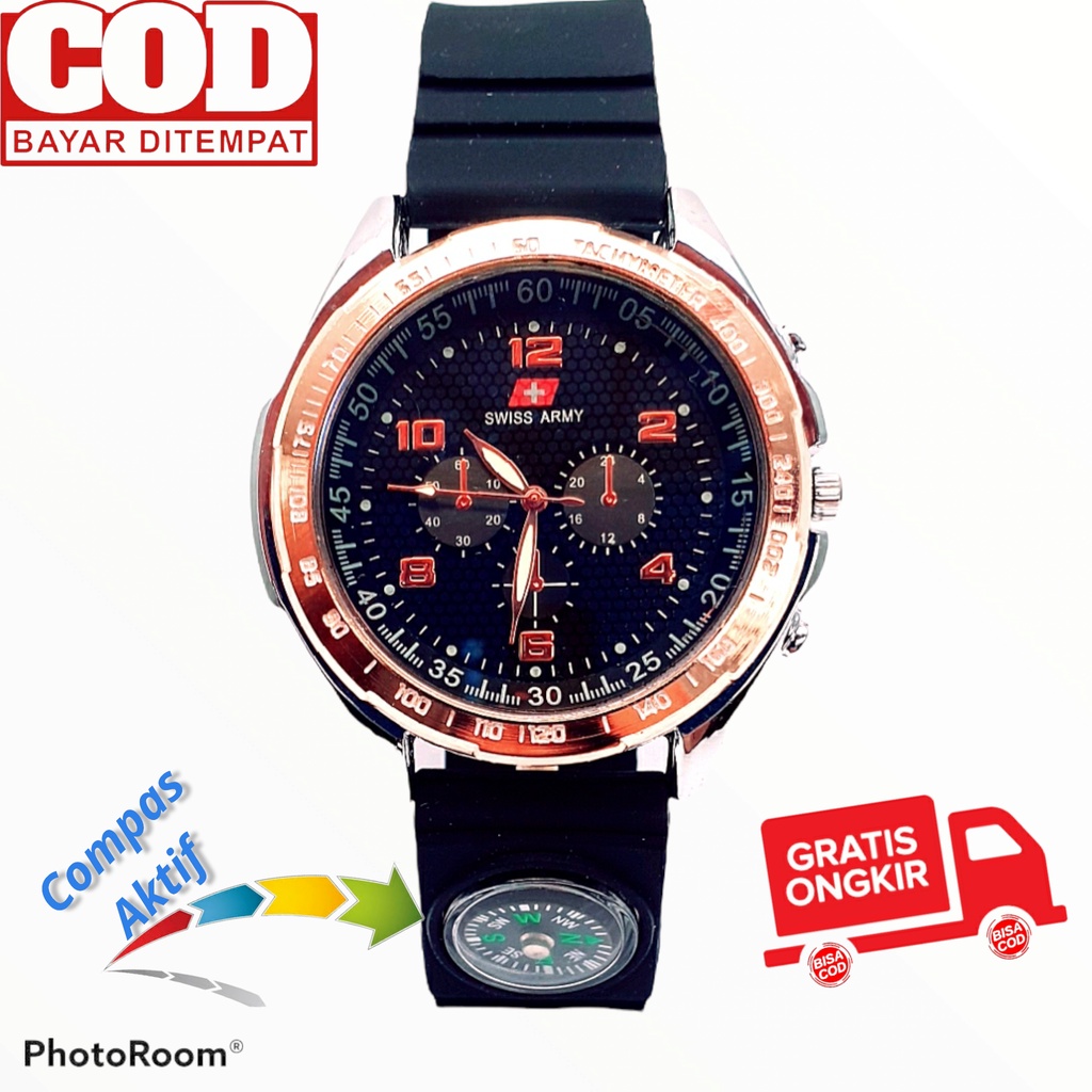 BISA COD - JAM TANGAN ANALOG PRIA TERBAIK BEST SELLER COMPASS CHRONO VARIASI RUBBER STRAP SERIES SV9Xi9