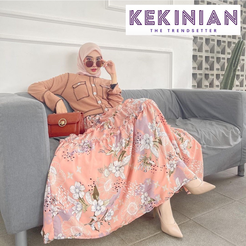 EXTU Valda Rok Set Flower Baju Korea Premium