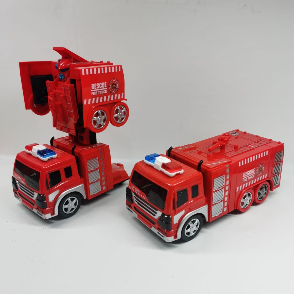 Mainan Mobil Pemadam fire Fighting  Berubah jadi robot / Mainan anak yang dapat mengeluarkan suara dan cahaya LED / Mainan Mobil Pemadam kebakaran