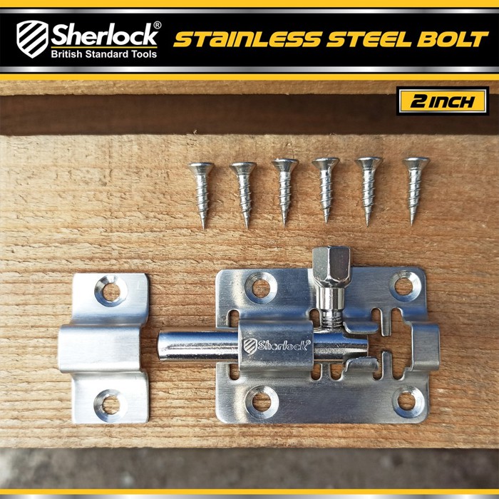 Grendel Slot Kunci Pintu 2 inch / Sherlock Stainless Steel