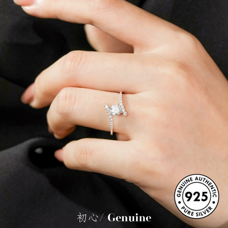 Cincin Berlian Bahan S925 Silver Untuk Wanita