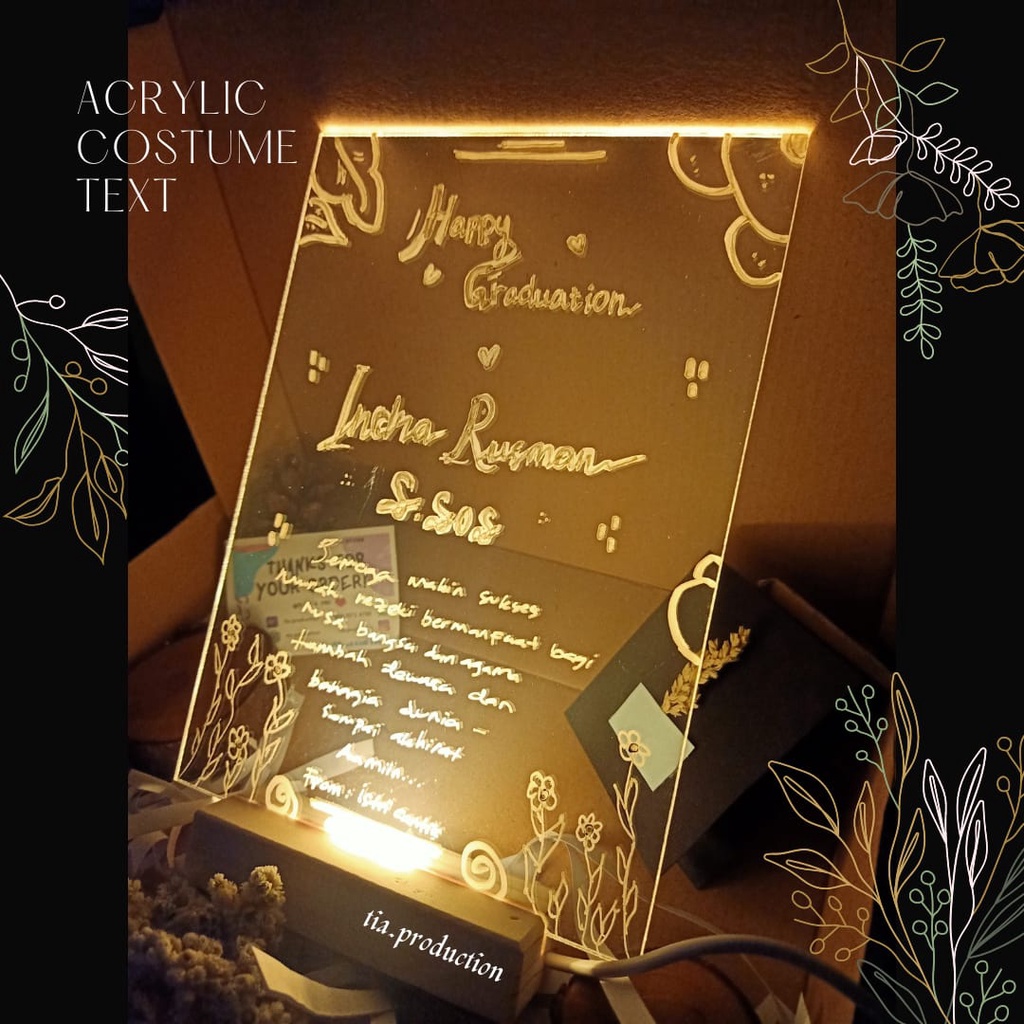 Lampu Akrilik Acrylic Custom Foto Nama Wisuda Graduation Ultah Mood Lamp Aesthetic Lampu Tidur Hias 