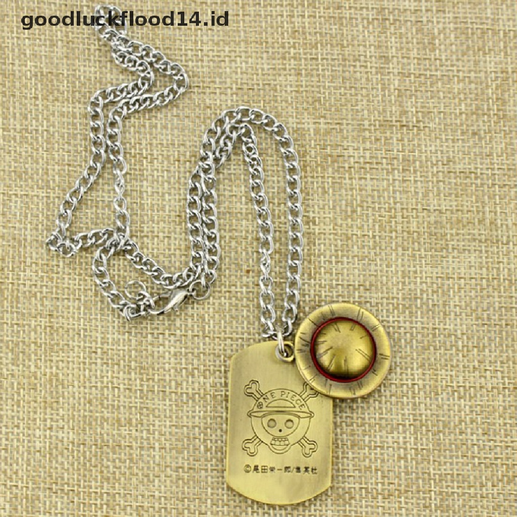 [OOID] 1pc Anime One Piece Necklace Luffy Straw Hat And Skull Logo Dog Tag Pendant ID