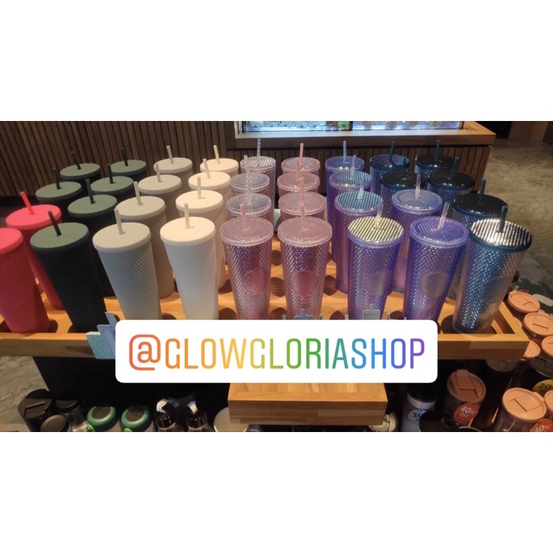 Starbucks studded glittery pink glittery blue ruby pink matte