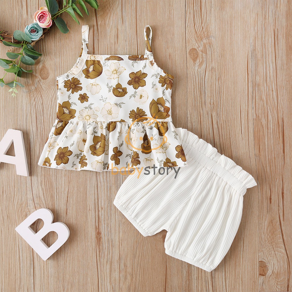 Setelan bayi perempuan import motif bunga cute