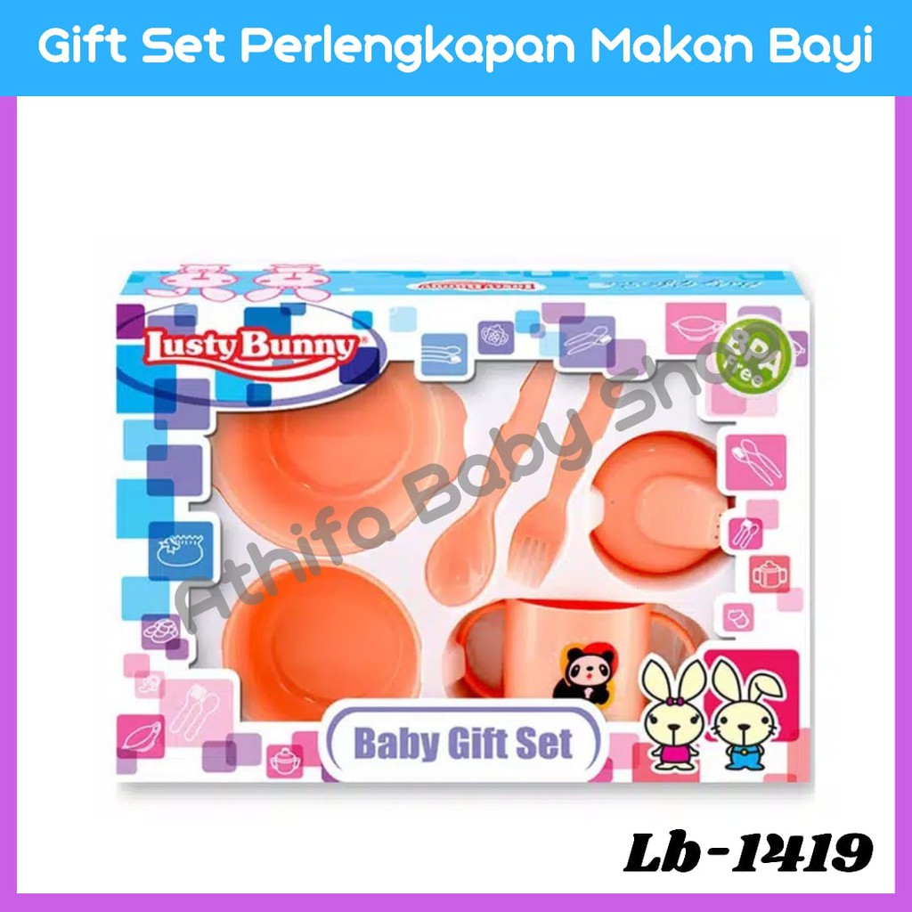 Tempat Makan Lusty Bunny Perlengkapan Makan Bayi Set Feeding Gift Set Baby kado lahiran