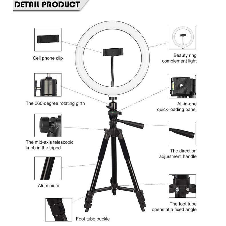 TRIPOD Camera SLR Ring Light Mic Remote Vizzion Delta VZT-3200