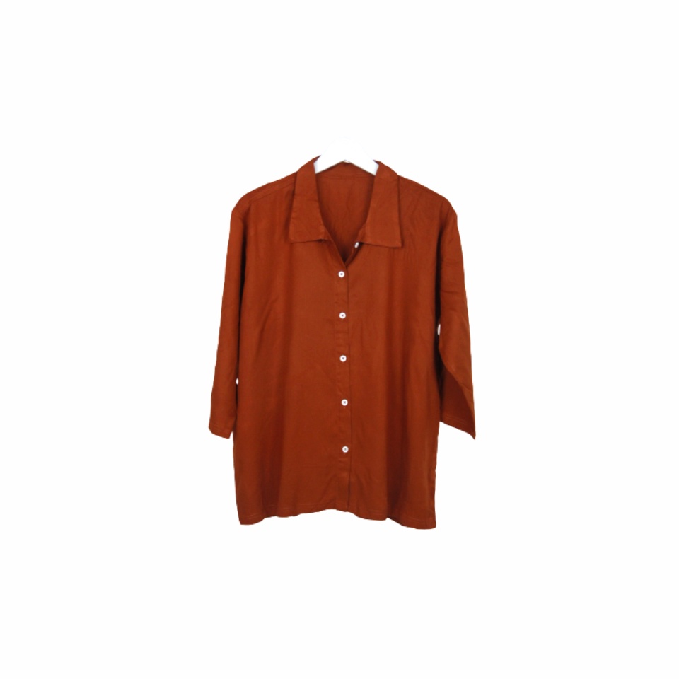 BLOUSE WANITA POLOS LENGAN PANJANG KATUN RAYON ORGANIK 7/8 ATASAN BLOUSE ALLSIZE-Blouse Red Brick