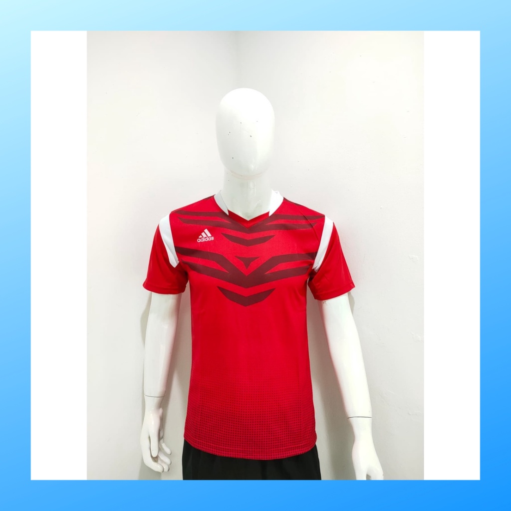 jersey futsal pria kaos sepak bola club baju atasan wanita dewasa t-shirt seragam custom jersy outfit klub olahraga gym kostum jogging jarsey soccer pakaian fitness oblong sports suit apparel AD165 merah