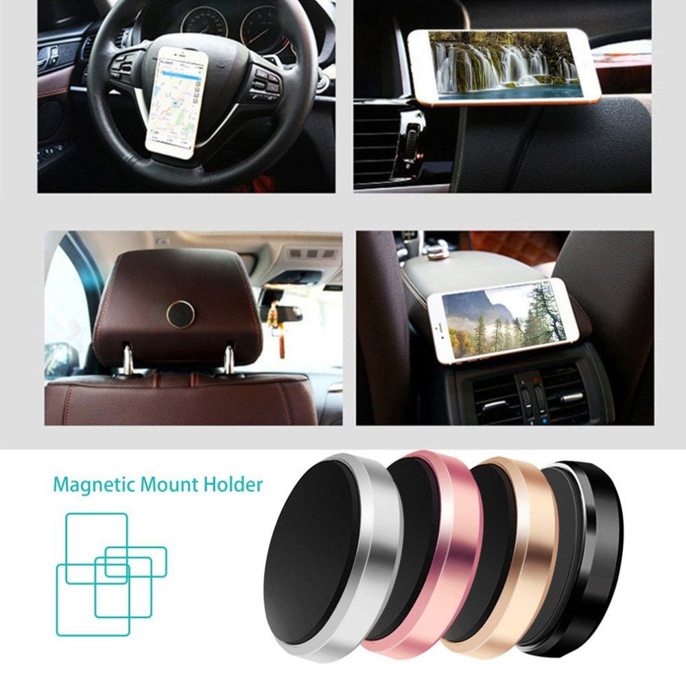 QUINTON Interior Accessories Magnetic Phone Stand Desktop Stand Phone Magnet Mount Car Phone Holder Metal Plate Dashboard Holder Wall Mount Nightstand Round shape Aluminum alloy GPS Car Mount/Multicolor