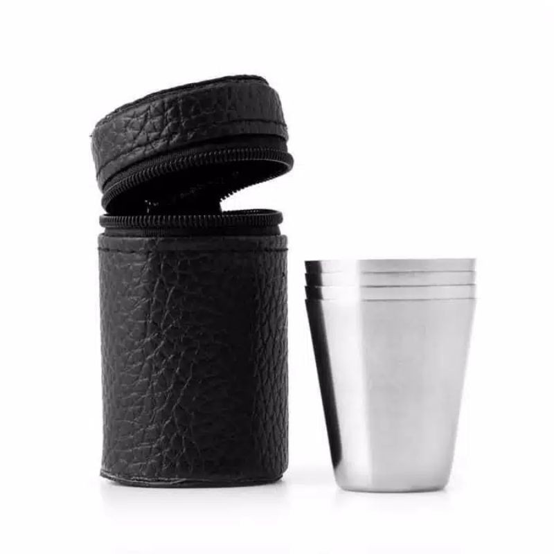 Gelas Stainless 250ml Gelas Camping traveling Gelas camping mug isi 4 - gelas stainless steel 150ml