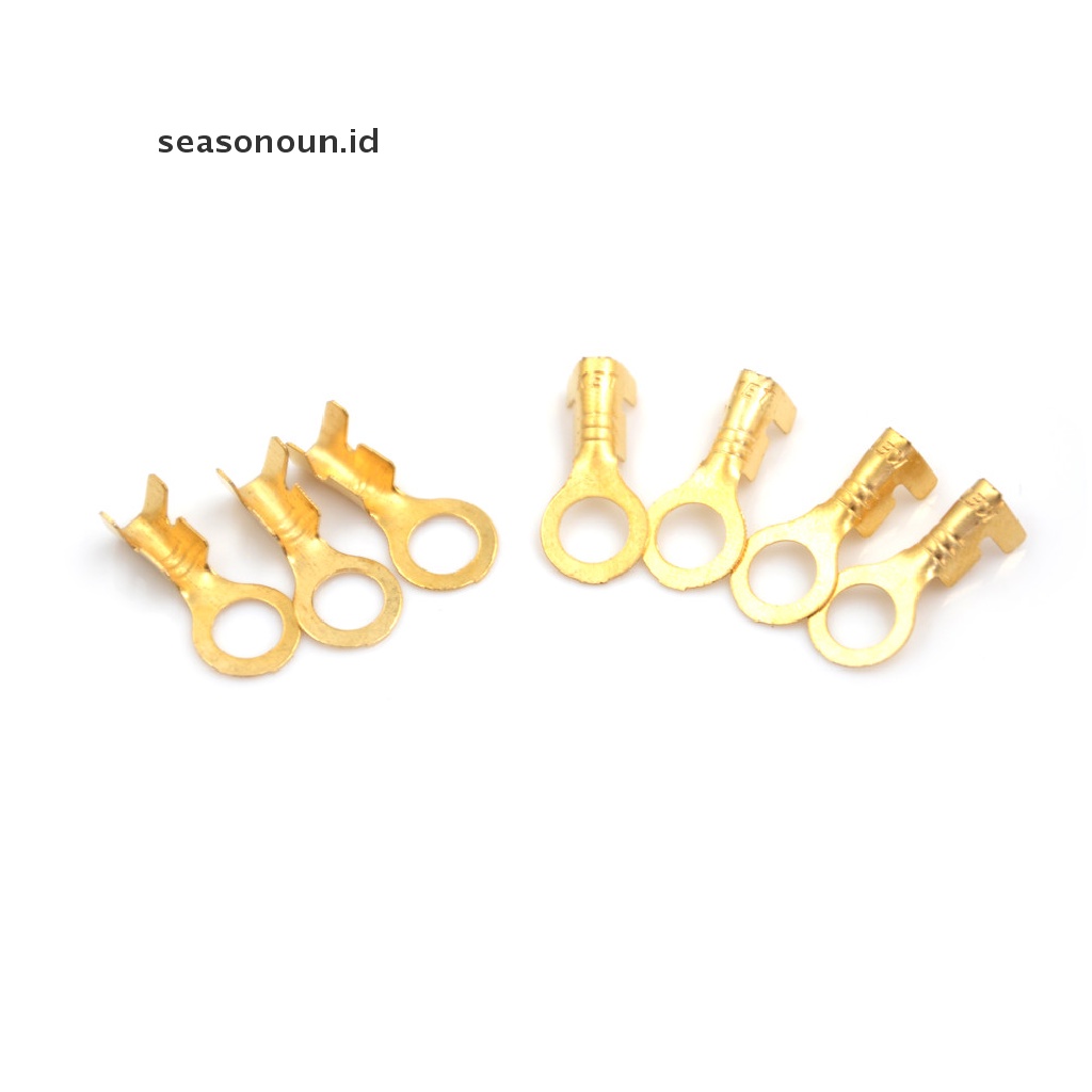 【seasonoun】 100 Pcs 5.2mm Gold Brass Round Terminal Power Supply Wire Connector .