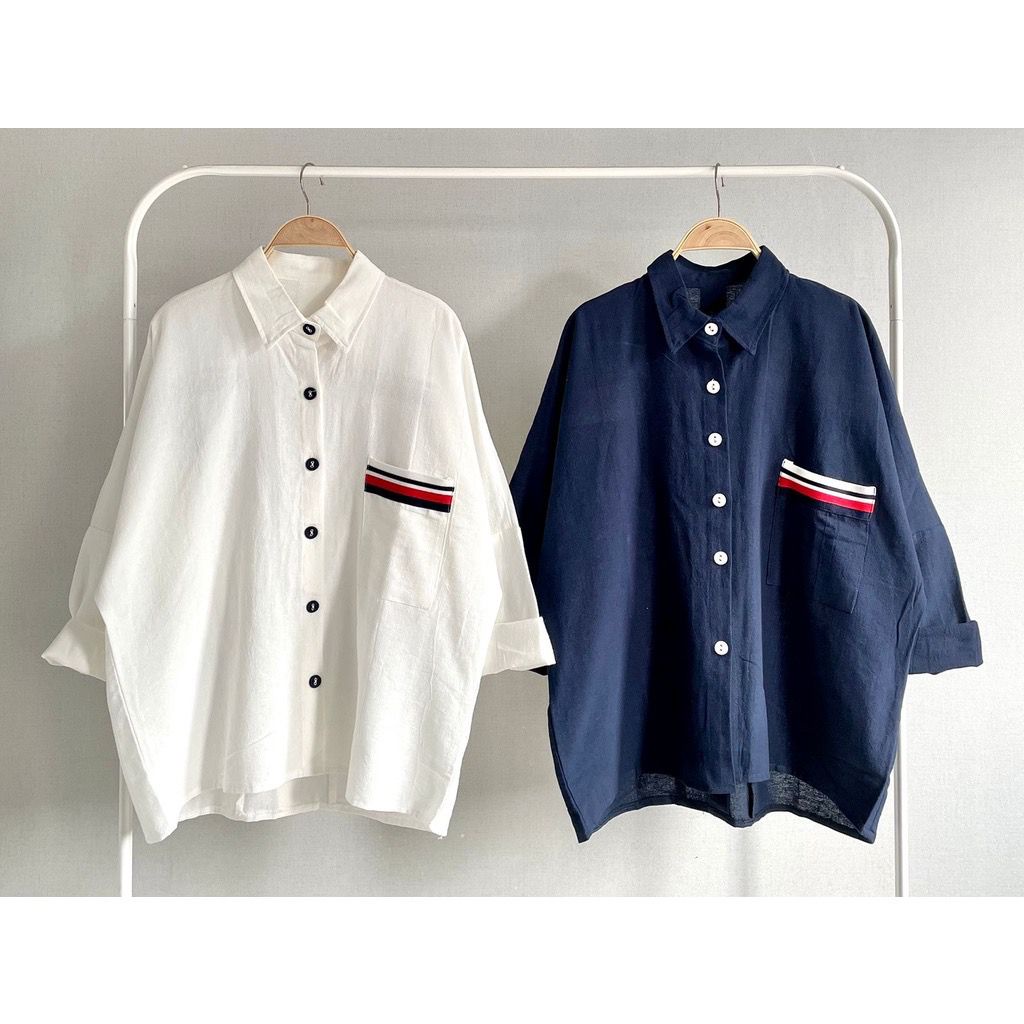 ATASAN KEMEJA BAHAN LINEN LUBANA IMPORT DUA WARNA SIZE JUMBO BAJU WANITA NEW