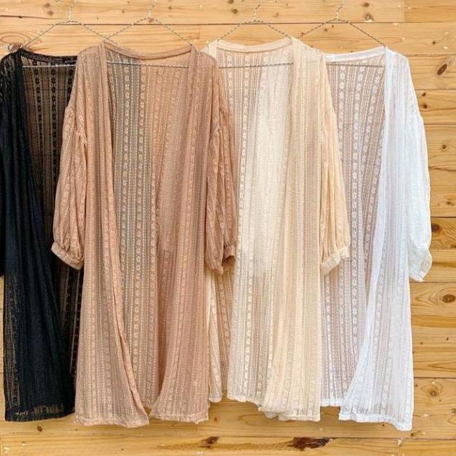 Siap Kirim Cardigan Brukat Lengan Balon/ Cardigan/ Atasan Wanita/ brukat/ LongCardi/ Outer wanita