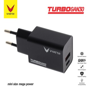 VYATTA TURBO GAN 30W Dual PD+QC/VOOC Fast Charger-iPhone 12 Fast Charger, Samsung S21, OPPO, Macbook