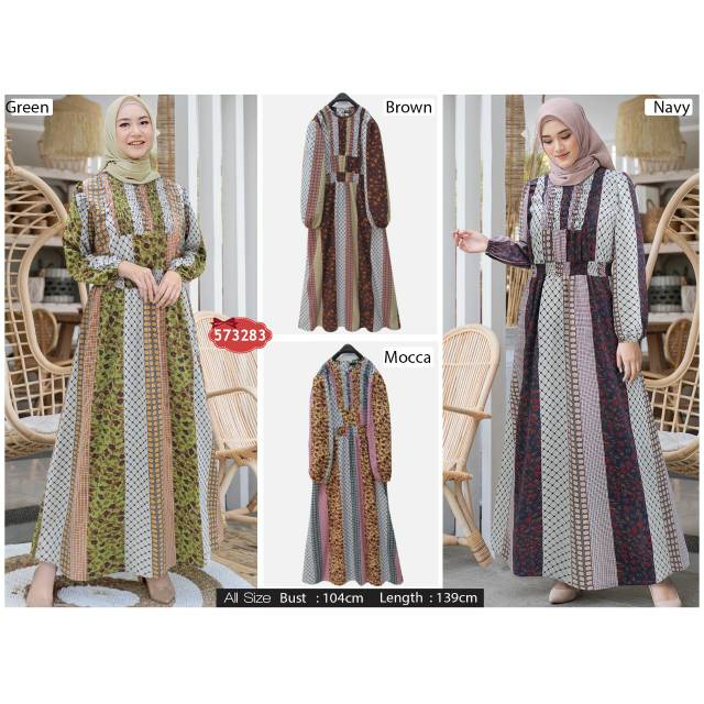 Maxi Muslim Smock Etnik Bahan Wolfis 573283